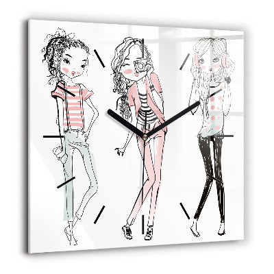 Ceas perete din sticlă pătrat Frunze exotice