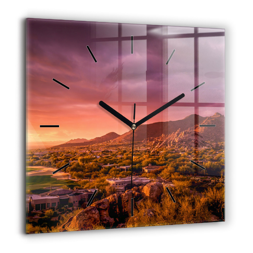 Ceas pătrat de perete din sticlă Lasă abstractia