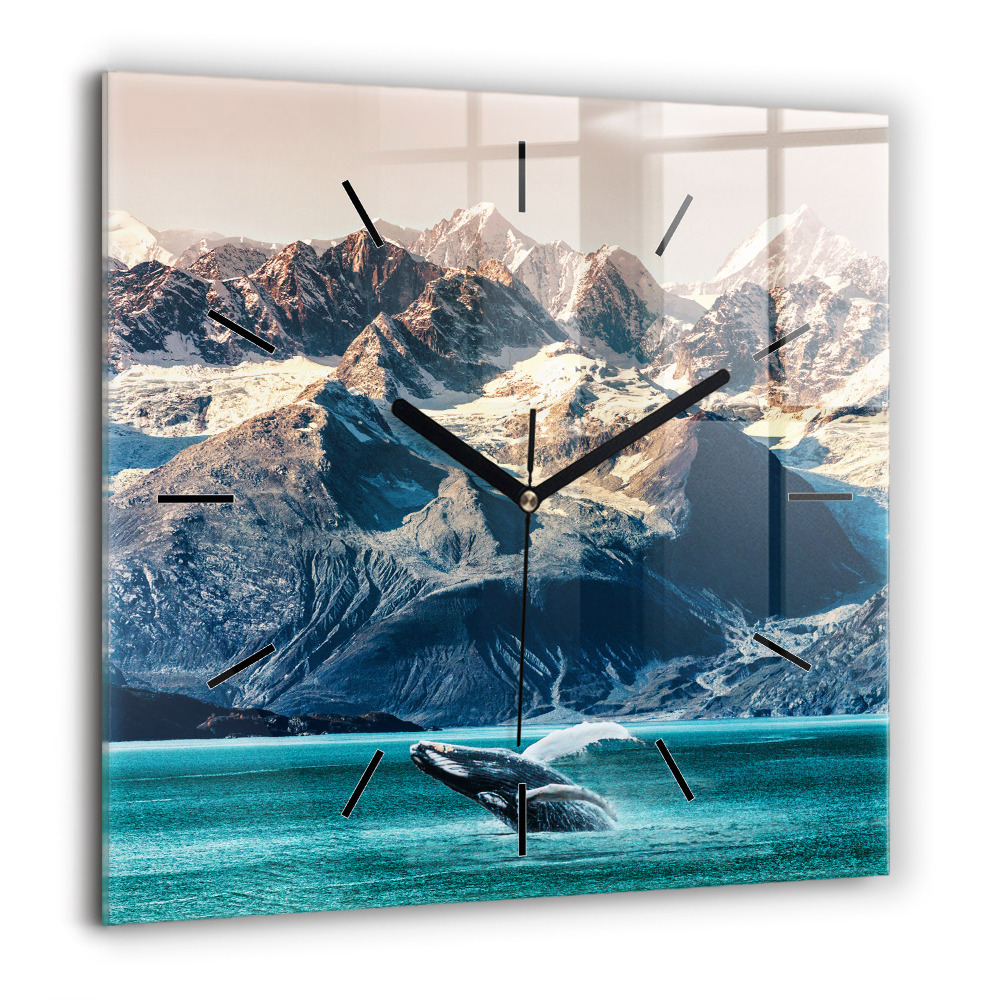 Ceas perete din sticlă pătrat Monstera tropicala