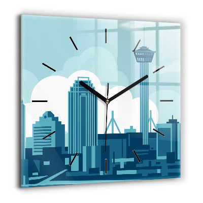 Ceas perete din sticlă pătrat Barcelona Bunkers El Carmel