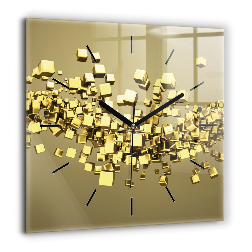 Ceas perete din sticlă pătrat Albaster marin