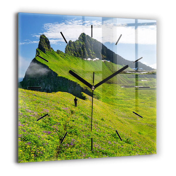 Ceas perete din sticlă pătrat Abstracția geometrică