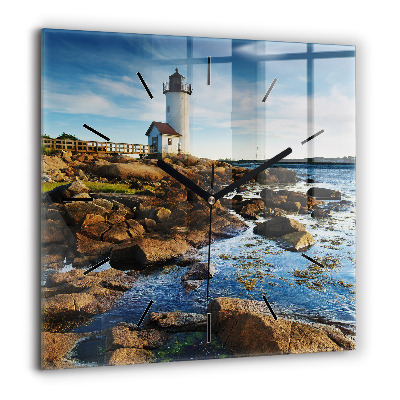 Ceas pătrat de perete din sticlă Stradă pitorească din Rhodes