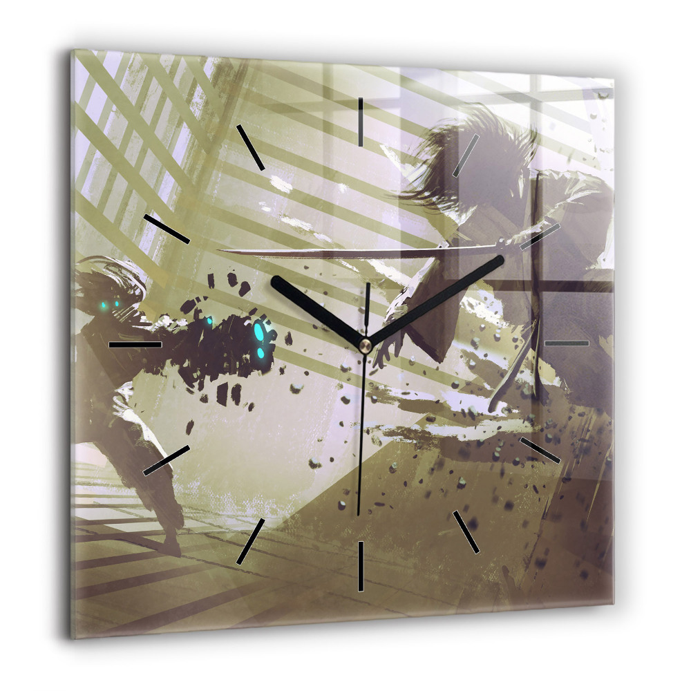 Ceas perete din sticlă pătrat Dansatoare de abstractie