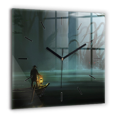 Ceas perete din sticlă pătrat Plante hawaiene