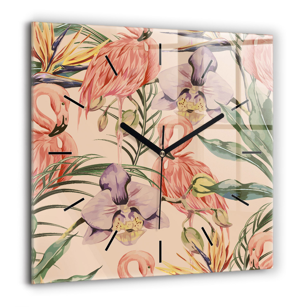 Ceas pătrat de perete din sticlă O bufniță de desene animate cu ochelari