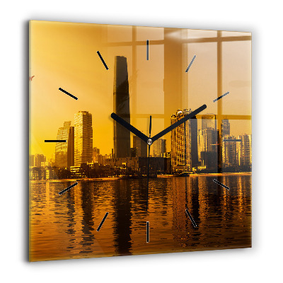 Ceas perete din sticlă pătrat Pictură lui Buddha în templu