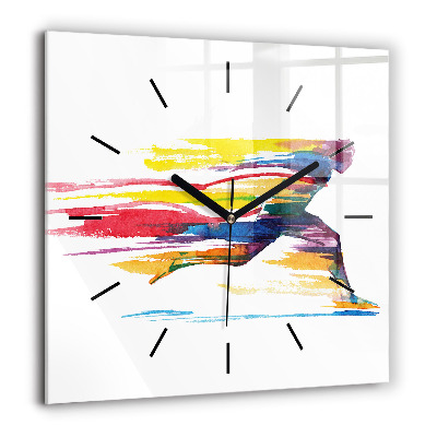 Ceas perete din sticlă pătrat Floarea soarelui în ochi