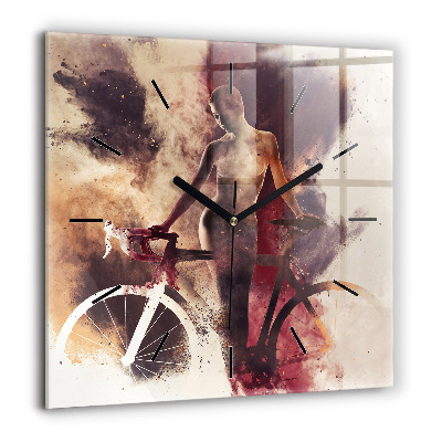 Ceas pătrat de perete din sticlă Abstracția metalului negru