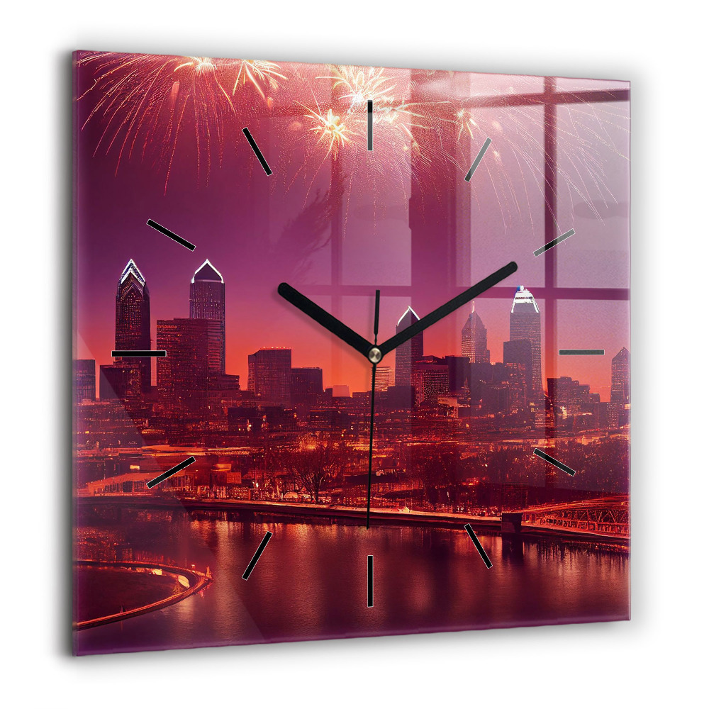 Ceas perete din sticlă pătrat Buchet de flori vintage