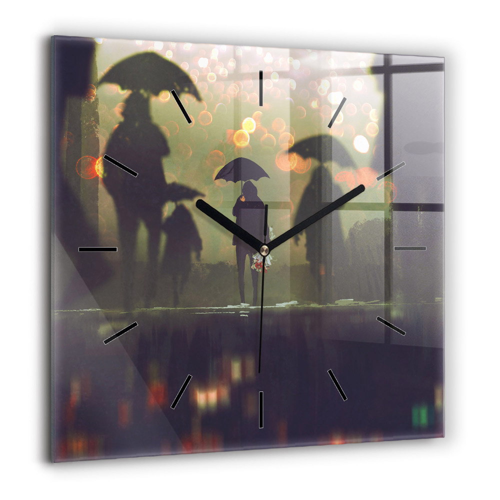 Ceas de sticlă pe perete pătrat Model de natură în froz