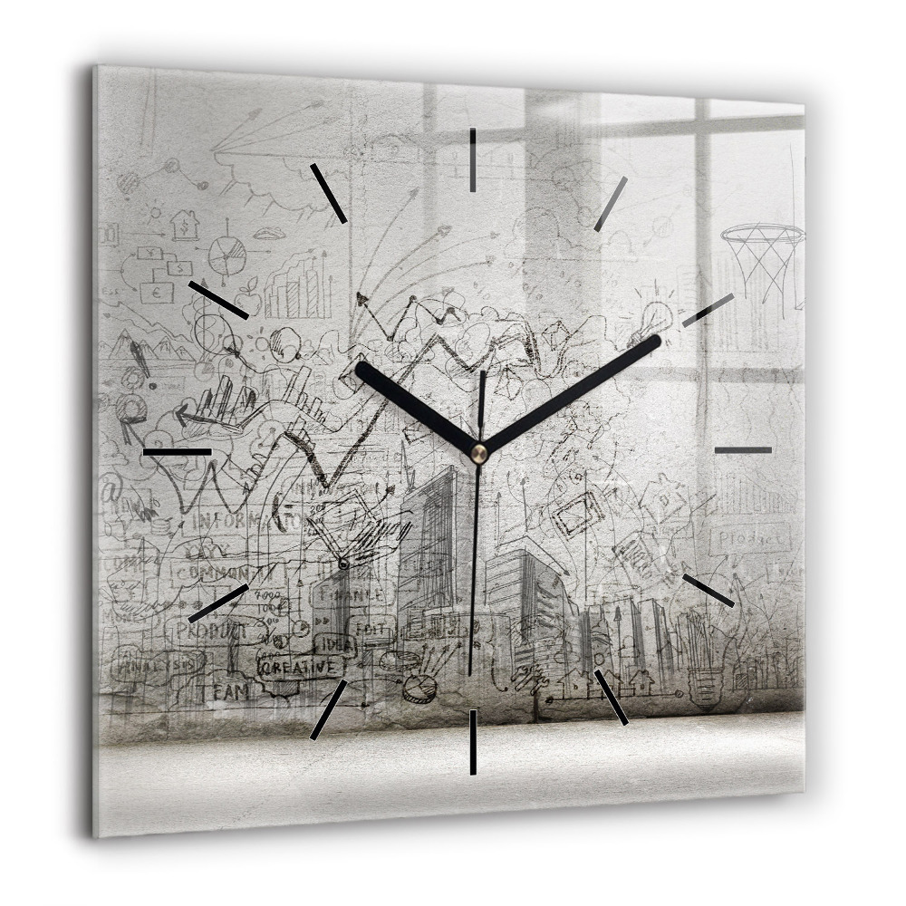 Ceas pătrat de perete din sticlă Pattern cursa de ciclism
