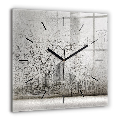Ceas pătrat de perete din sticlă Pattern cursa de ciclism