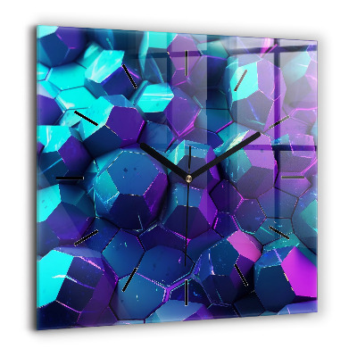 Ceas perete din sticlă pătrat Munți abstracti de aur