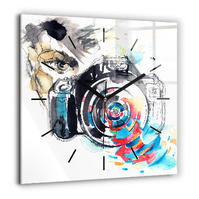 Ceas de sticlă pe perete pătrat Bețe de bambus