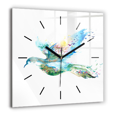 Ceas pătrat de perete din sticlă Bufniță simbol al înțelepciunii