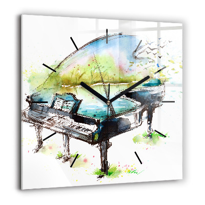 Ceas perete din sticlă pătrat Cal abstract și femeie