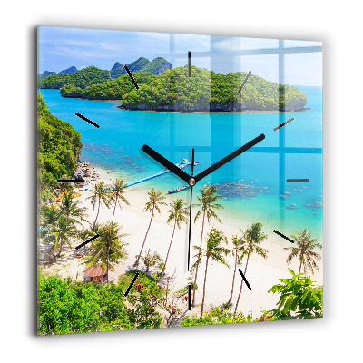 Ceas din sticlă pătrat Harta lumii cu puncte