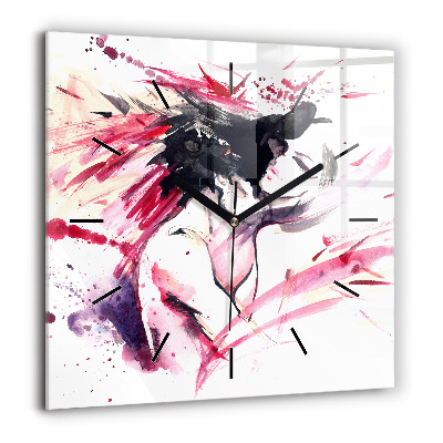 Ceas pătrat de perete din sticlă Căprioare la răsărit