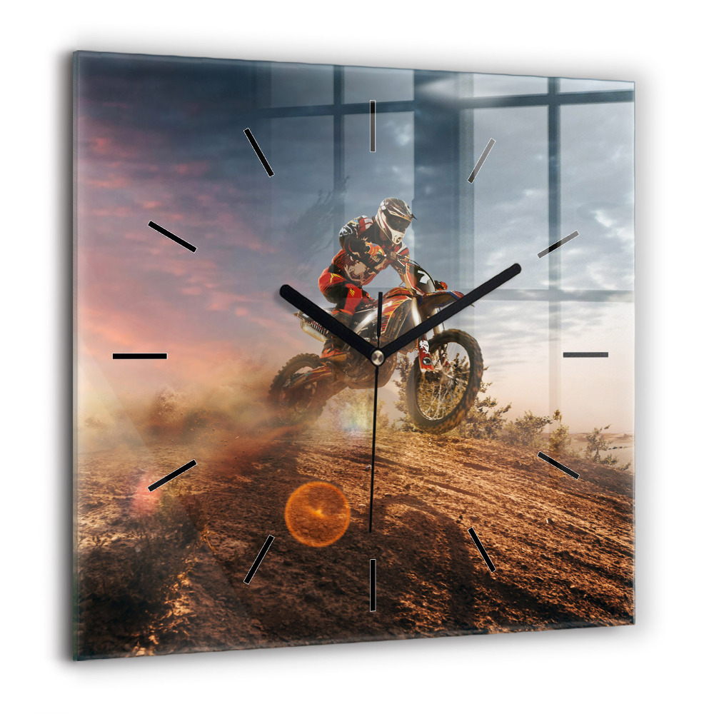 Ceas perete din sticlă pătrat marmură acuarelă