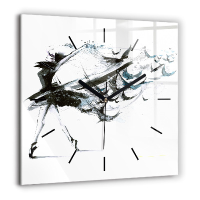 Ceas pătrat de perete din sticlă Stele întunecate dar cerului