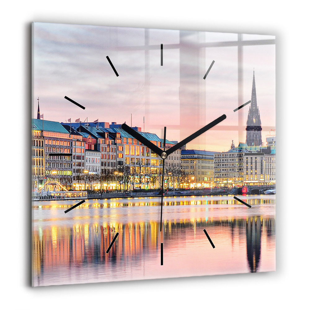 Ceas pătrat de perete din sticlă Cap de cerb colorat