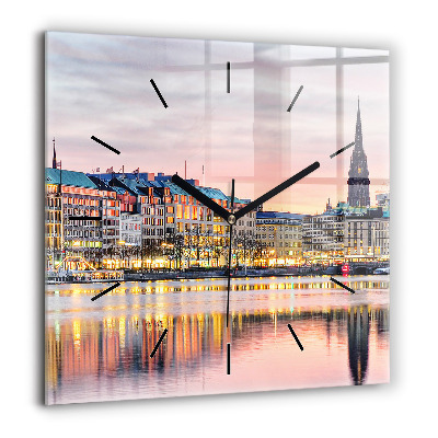 Ceas pătrat de perete din sticlă Cap de cerb colorat