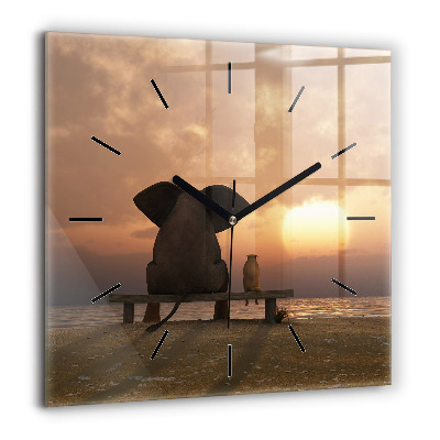 Ceas pătrat de perete din sticlă Linguri de condimente