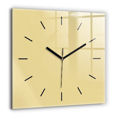 Ceas pătrat de perete din sticlă Cremoasă