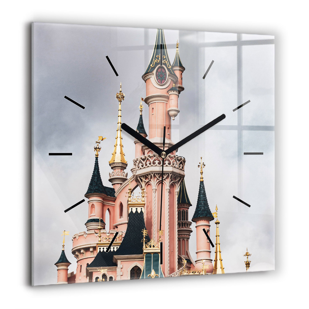 Ceas pătrat de perete din sticlă Linii negre și argintii