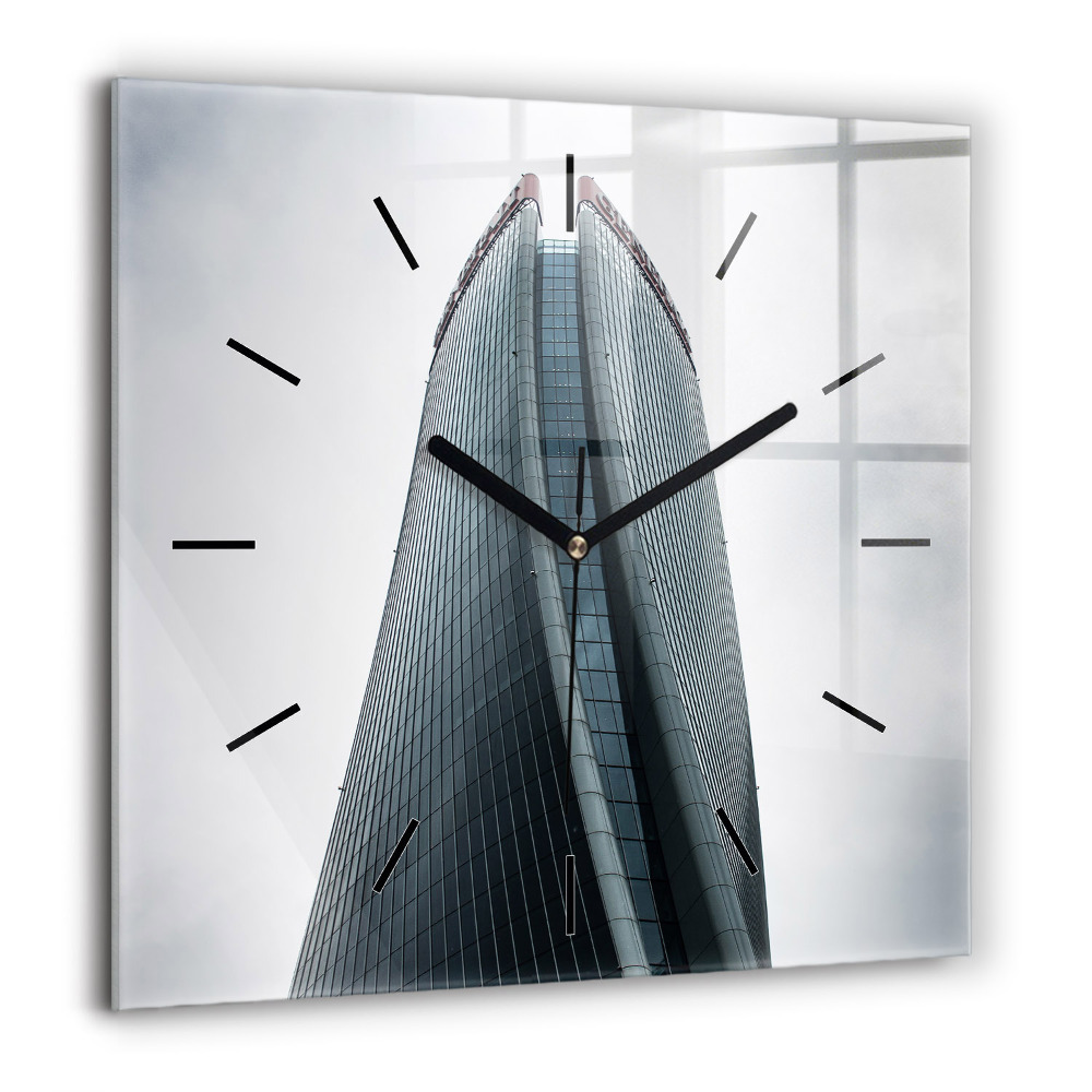 Ceas pătrat de perete din sticlă Lanț muntos iarna