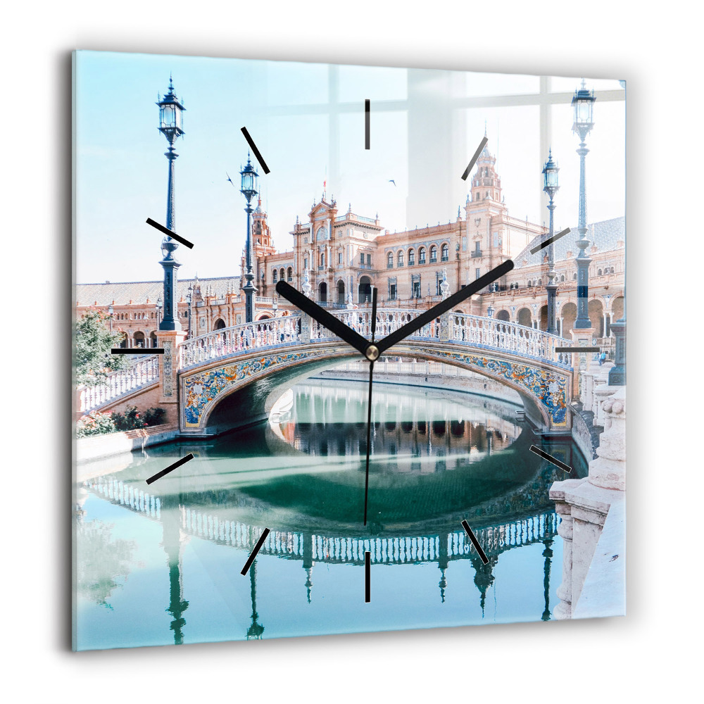 Ceas perete din sticlă pătrat Persoană schi nautic