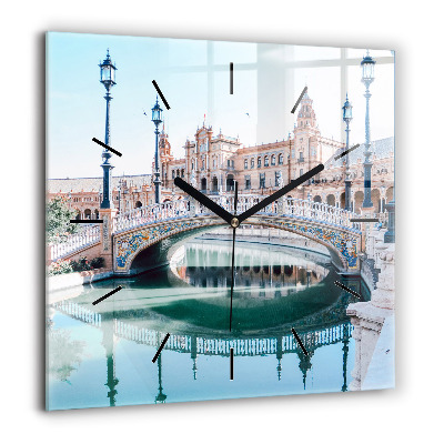 Ceas perete din sticlă pătrat Persoană schi nautic