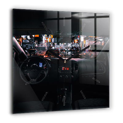 Ceas perete din sticlă pătrat Nava cu apă scufundată