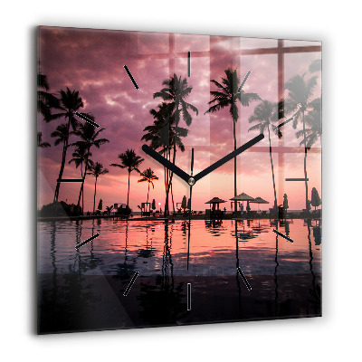 Ceas pătrat de perete din sticlă Papagal colorat