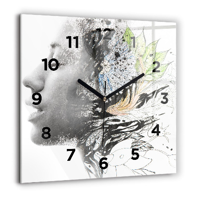 Ceas din sticlă pătrat Harta lumii acuarela