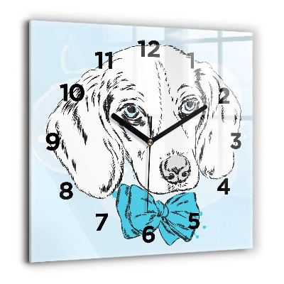 Ceas perete din sticlă pătrat Frunze albastre