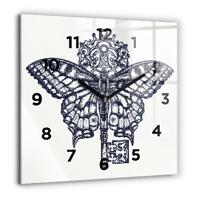 Ceas pătrat de perete din sticlă Un oraș în stil cyberpunk