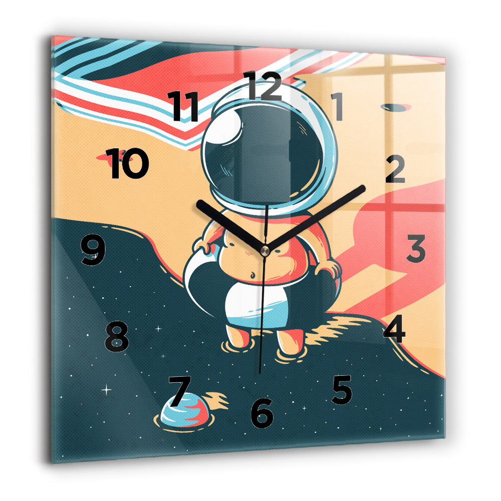 Ceas pătrat de perete din sticlă Lemn pastel