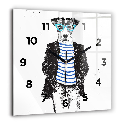 Ceas de sticlă pe perete pătrat Departe