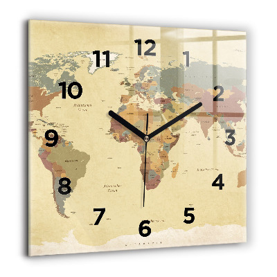 Ceas perete din sticlă pătrat Lemn zgâriat