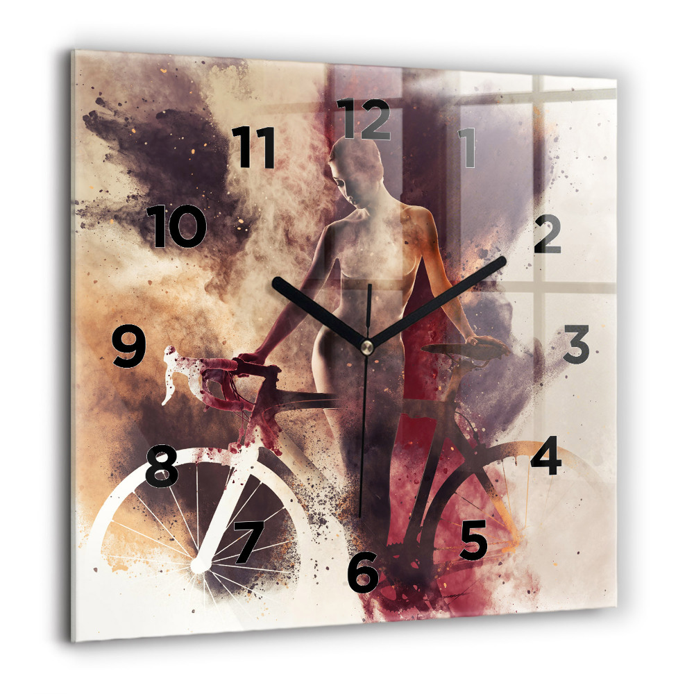 Ceas pătrat de perete din sticlă Abstracția metalului negru