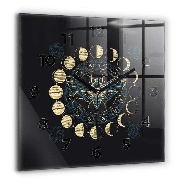 Ceas perete din sticlă pătrat Flori decorative