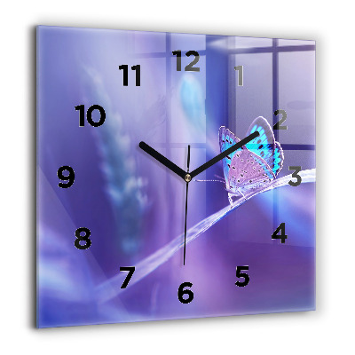 Ceas pătrat de perete din sticlă Bulldog francez cu ochelari