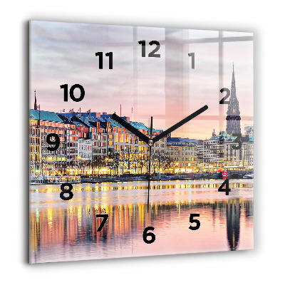 Ceas pătrat de perete din sticlă Cap de cerb colorat