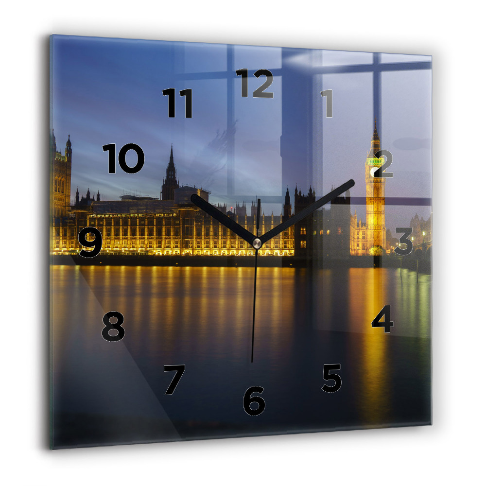 Ceas de sticlă pe perete pătrat Panorama orasului apusului