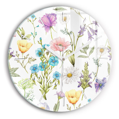 Ceas din sticlă rotund Aranjament floral