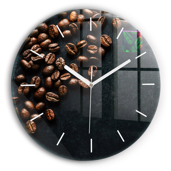 Ceas de sticlă pe perete rotund Boabe de cafea