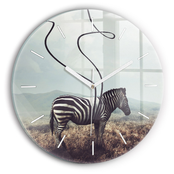 Ceas din sticlă rotund Zebra – Abstracție