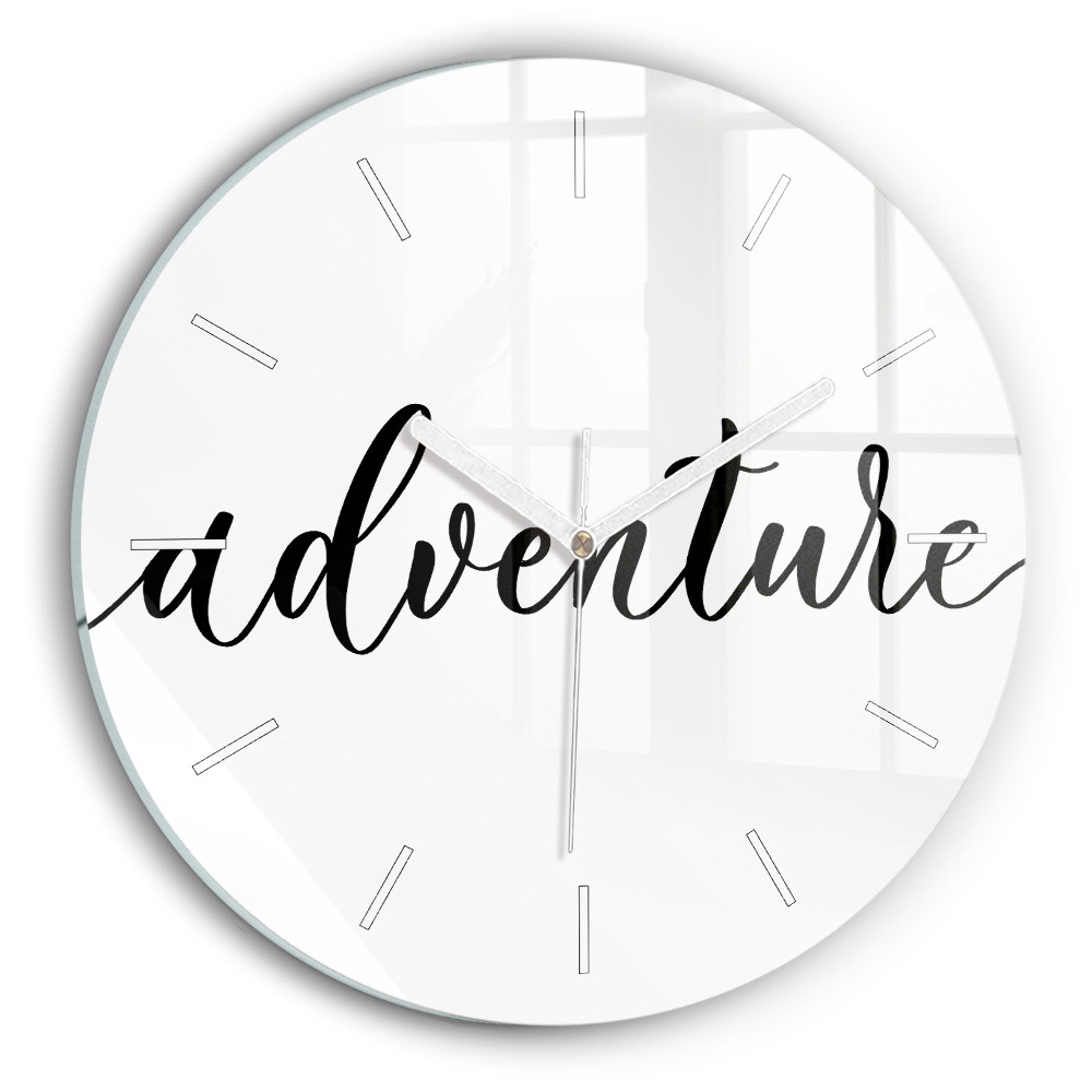 Ceas perete din sticlă rotund Inscripție de aventură